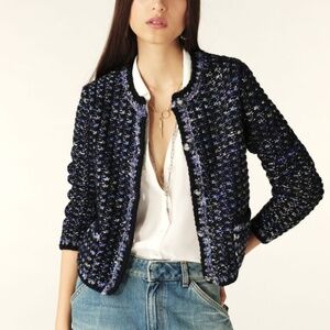 Ba&sh Beloni Long Sleeve Cardigan in Blue - Size Small